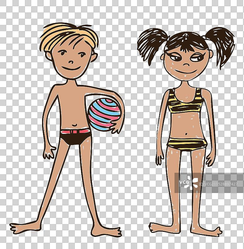 两个快乐的卡通青少年在阳光下晒太阳图片素材