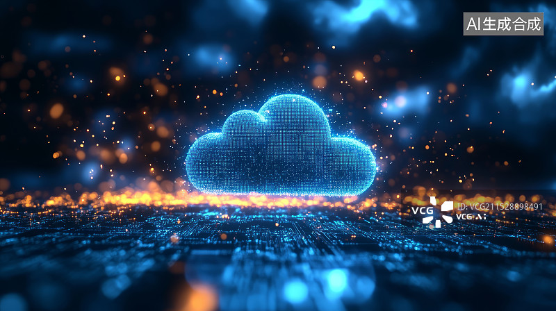 【AI数字艺术】云计算云储存数据处理科技背景图片素材