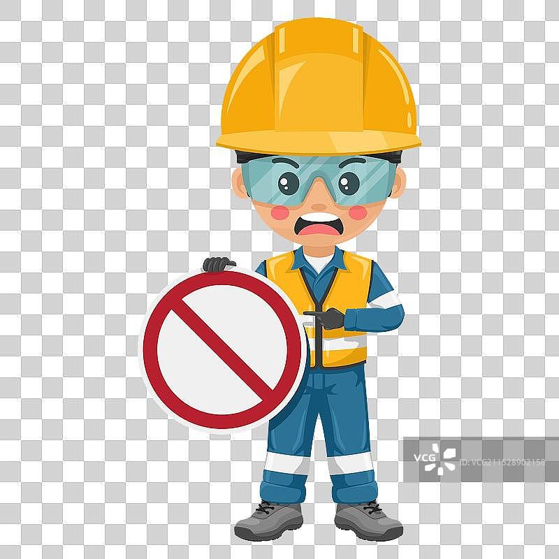 烦恼的工业工程师穿着反光服装图片素材