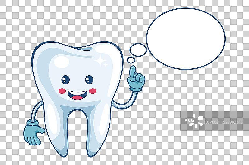 思考的牙齿卡通形象与漫画对话图片素材