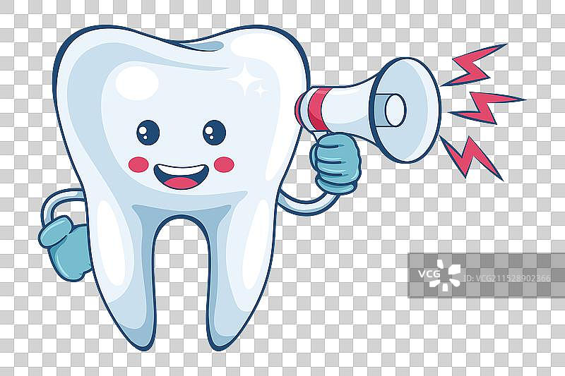 卡通牙齿角色做出一个表情图片素材