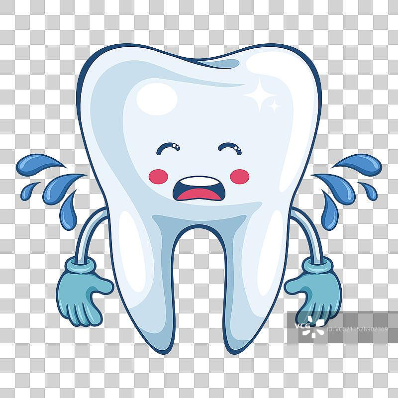 生病的牙齿哭泣的卡通形象图片素材