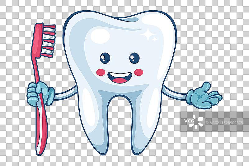 卡通牙齿角色与牙刷图片素材