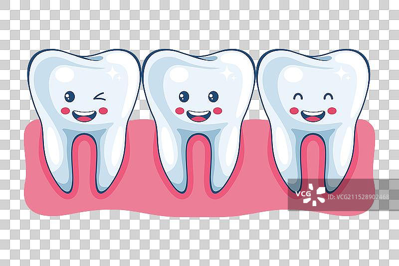 健康洁白牙齿的卡通角色图片素材