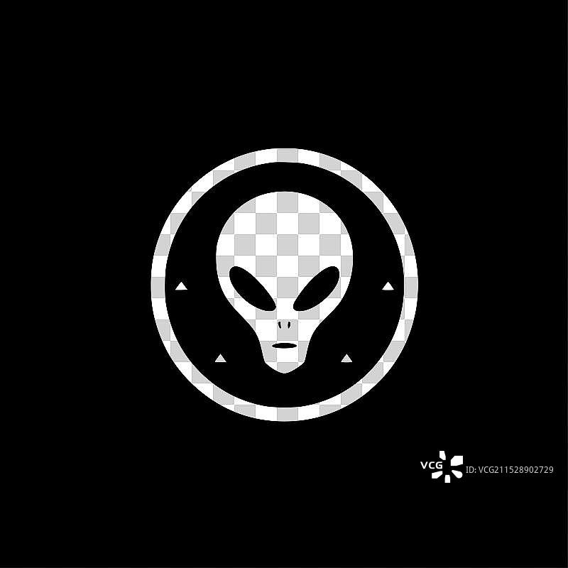 外星人 - 黑白孤立图标图片素材