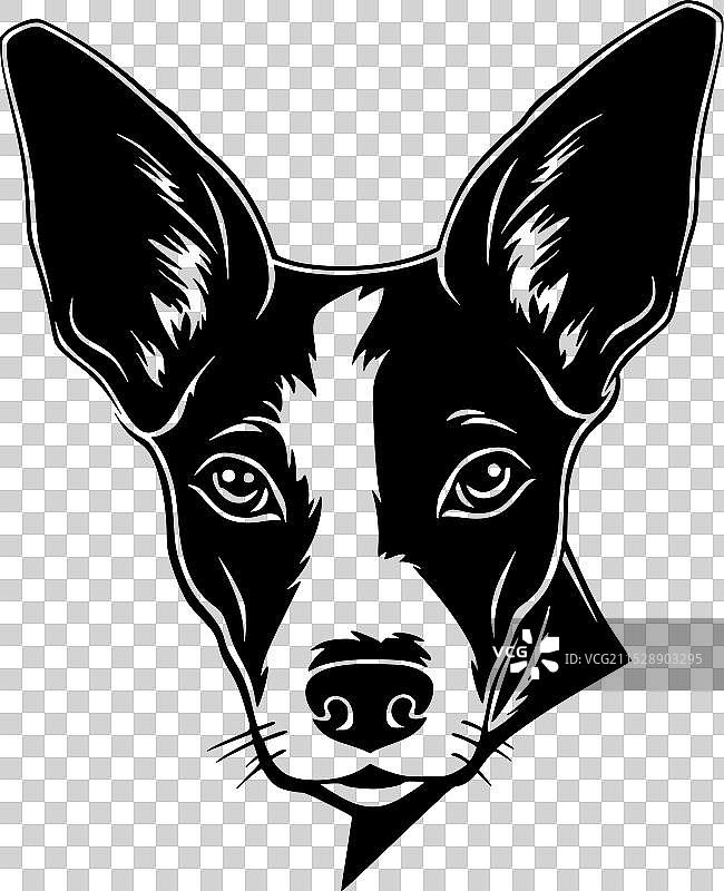 巴森吉犬 - 黑白色孤立图标图片素材