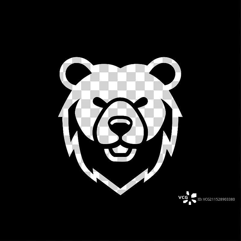 黑白色孤立的熊图标图片素材