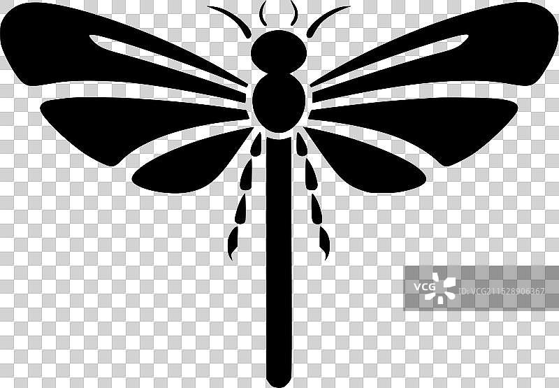 蜻蜓 - 极简风格的平面标志图片素材