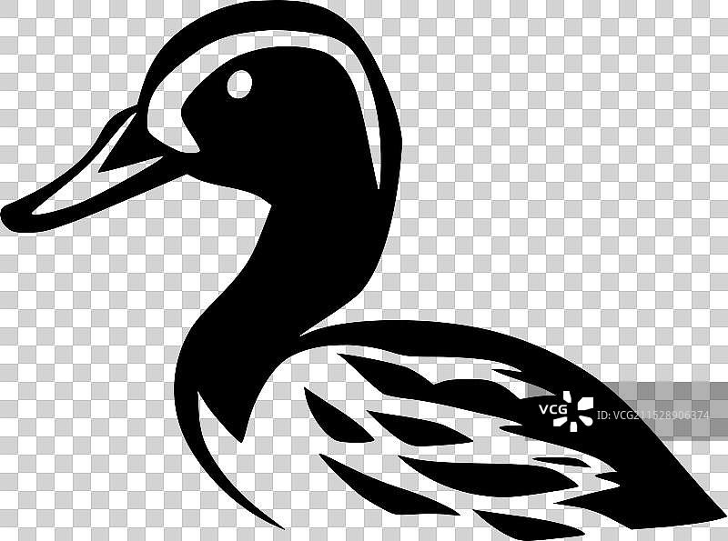 黑白孤立的鸭子图标图片素材