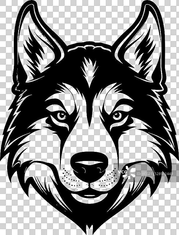 西伯利亚哈士奇 - 黑白色孤立图标图片素材