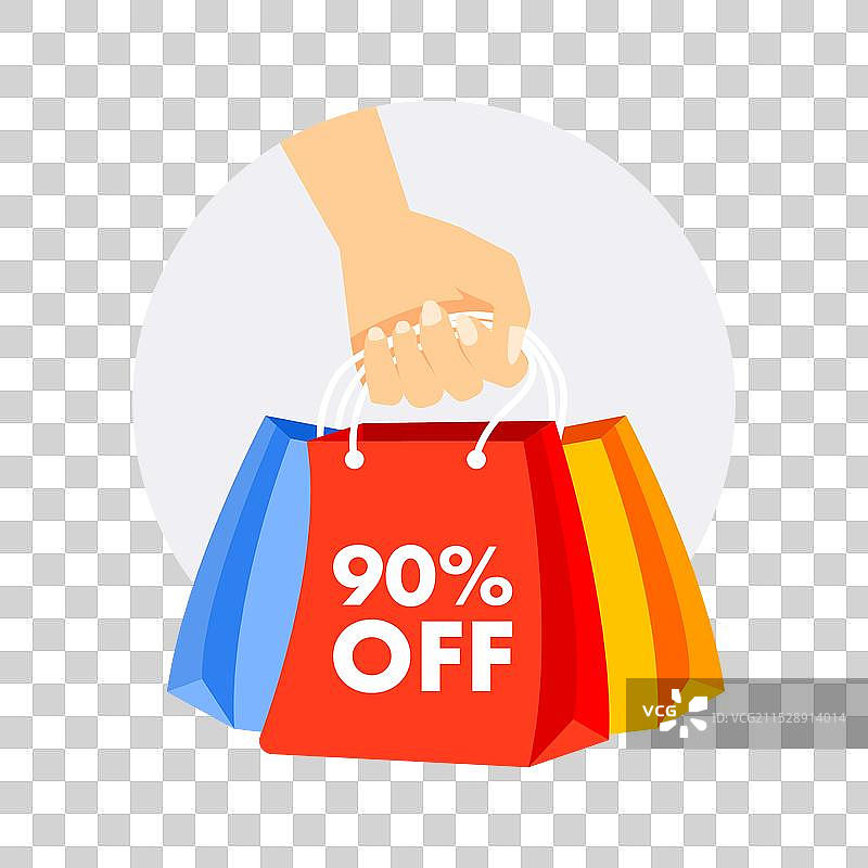 一只手拿着一个打九折的购物袋图片素材