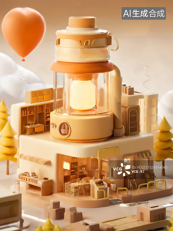【AI数字艺术】微缩景观巧克力工厂图片素材