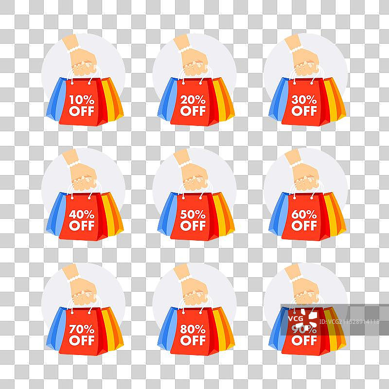 女人手中提着不同的购物袋图片素材