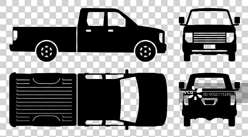 侧面和正面的皮卡车轮廓图片素材