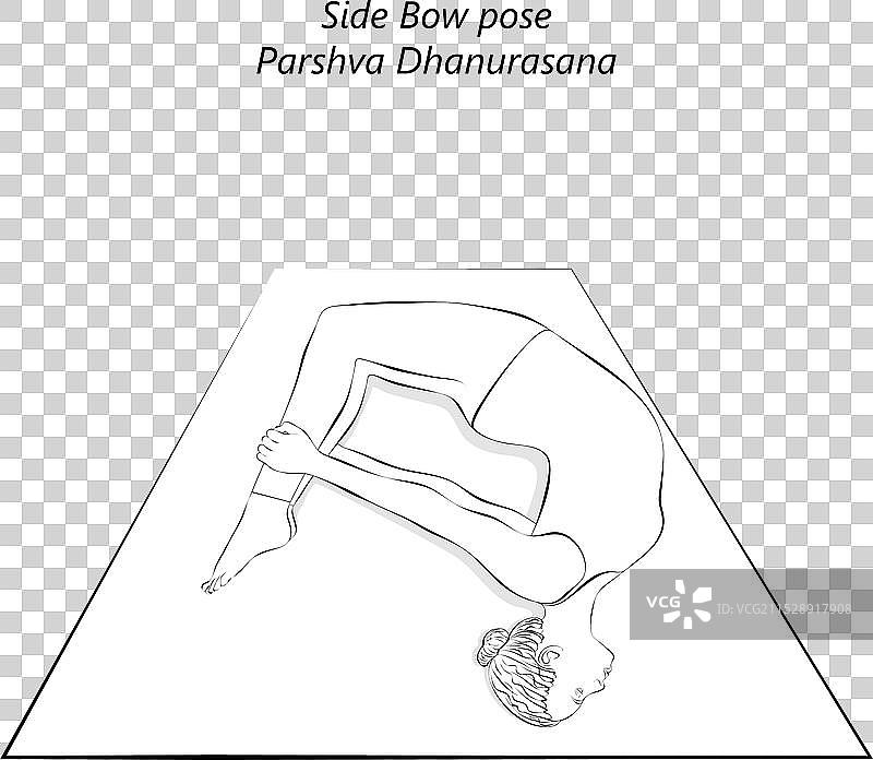帕尔斯瓦弯弓式瑜伽姿势的素描图片素材