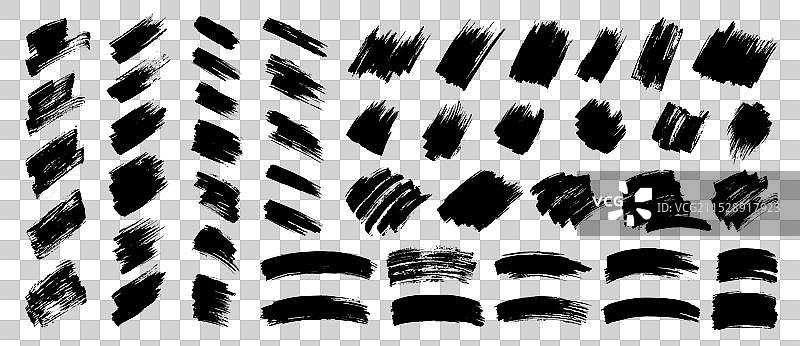 一组黑色油漆墨水刷笔划方框图片素材