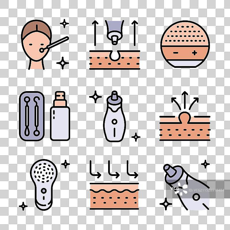 护肤彩色图标集 面部清洁剂图片素材