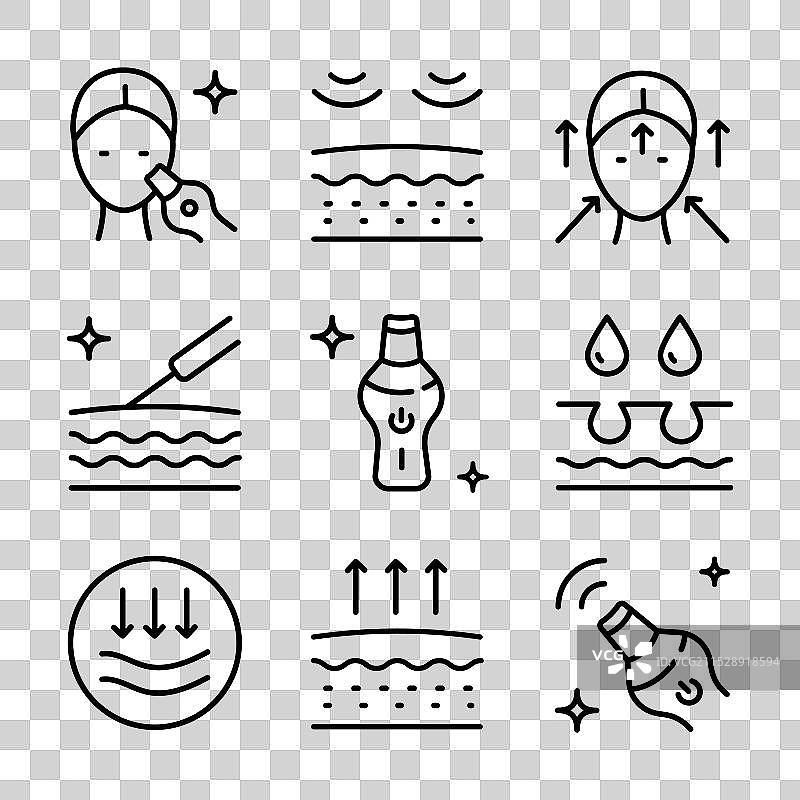 护肤线条图标集 面部清洁剂图片素材