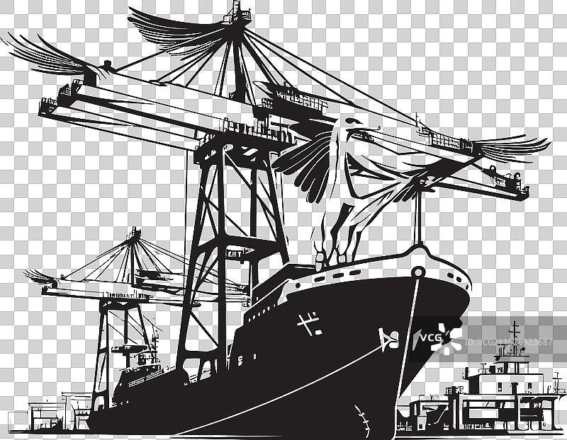 海洋航行解决方案工业船舶装载图标图片素材