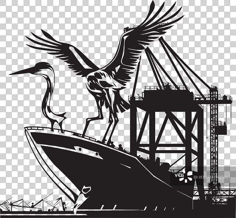 货物征服工业船装载图标图片素材