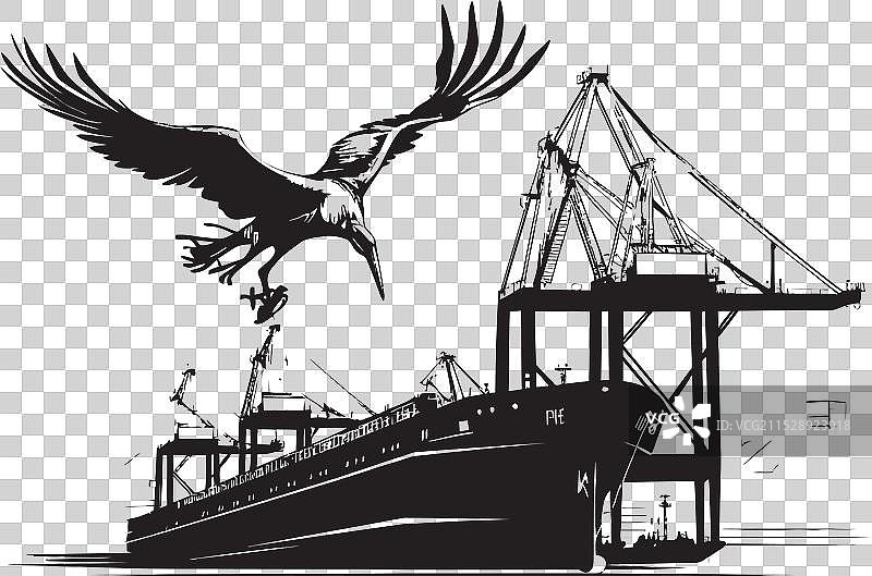 港口英雄工业船舶装载图标设计图片素材