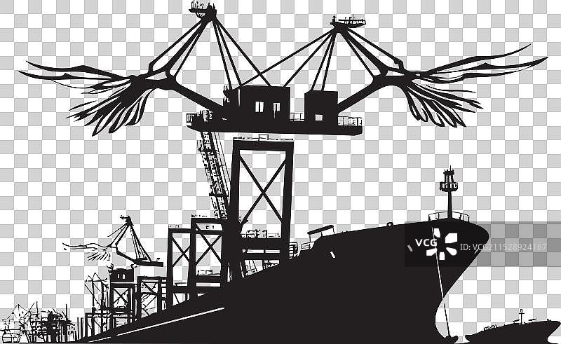 港口英雄工业船舶装载标志图标图片素材