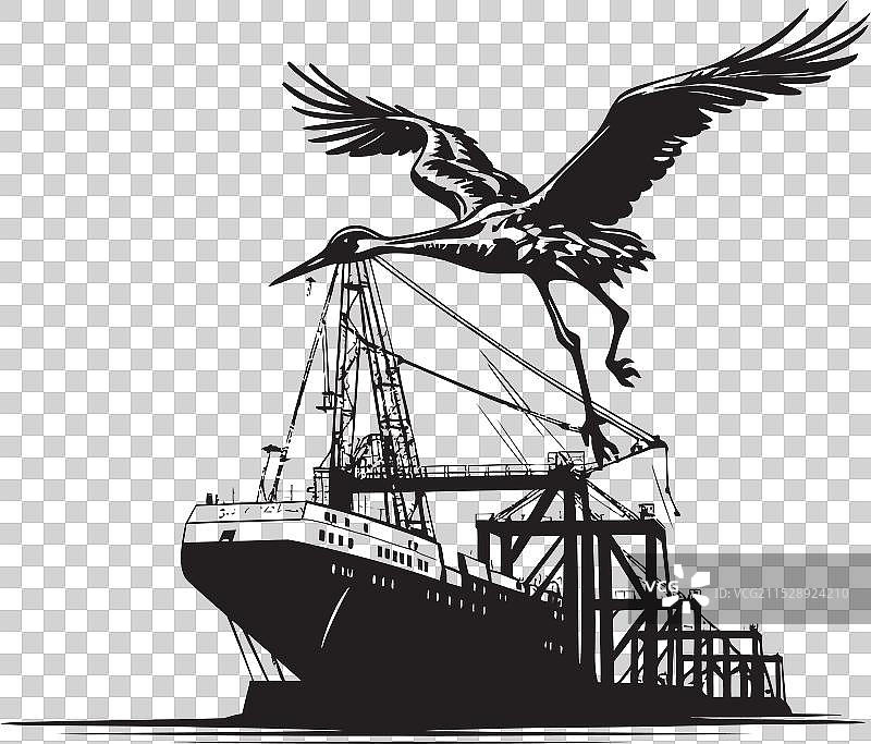 港口先锋工业船舶装载图标设计图片素材