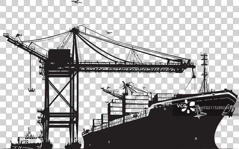 货运指挥官工业船舶装载标志图片素材