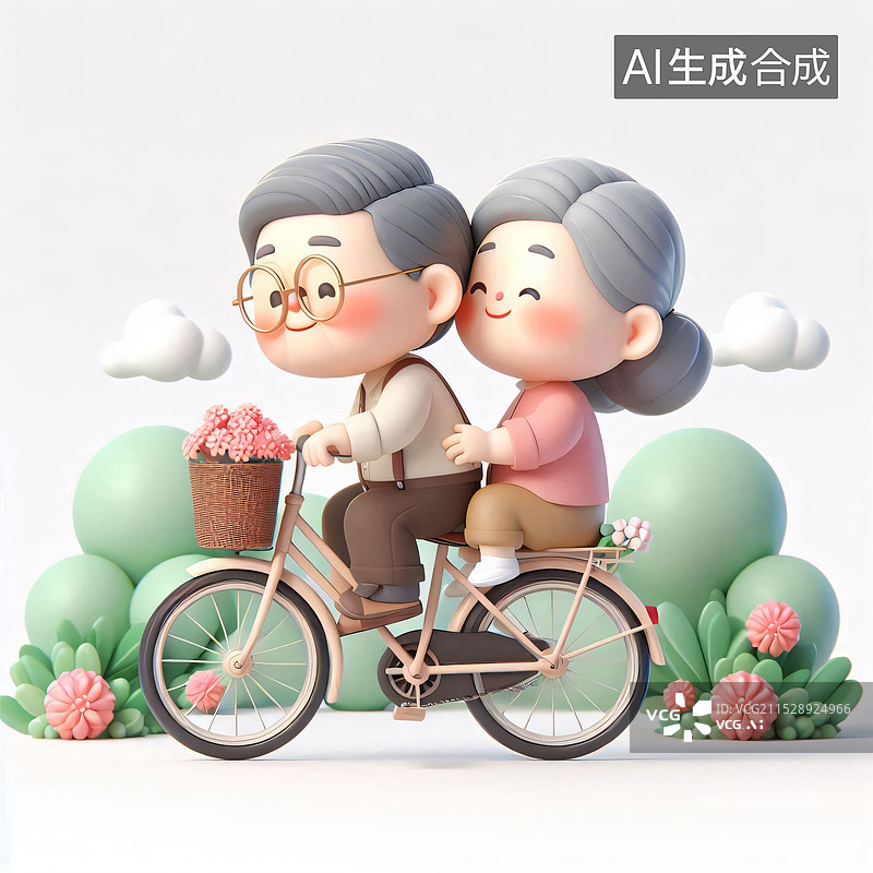 【AI数字艺术】卡通老夫妇图片素材