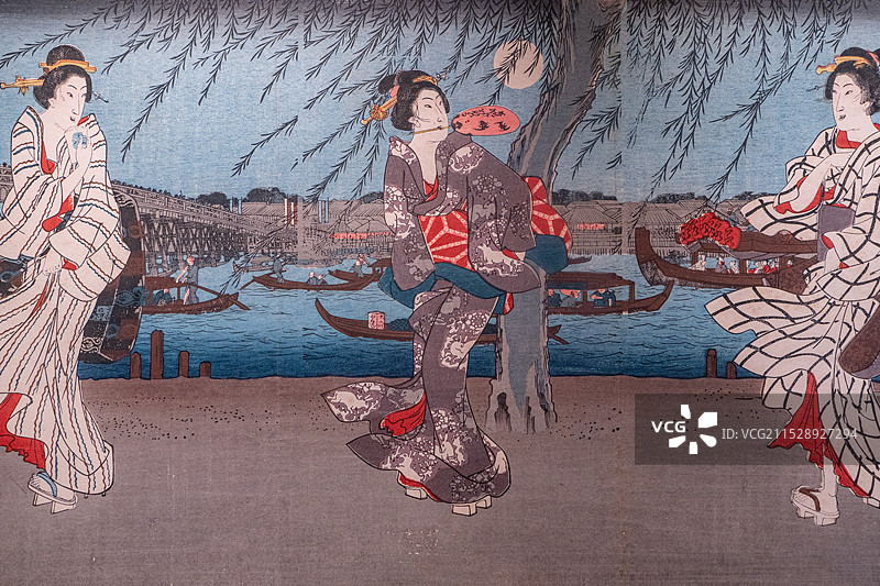 北京鲁迅博物馆藏日本浮世绘《湖边三女》图片素材