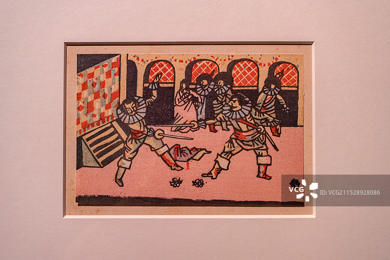 北京鲁迅博物馆藏日本版画席勒剧本《威廉·退尔》插图图片素材