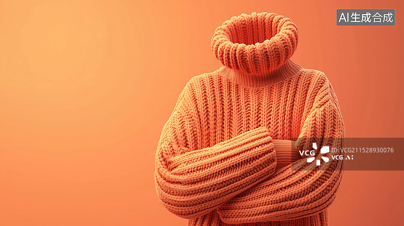 【AI数字艺术】橘色毛衣形态造型图片素材