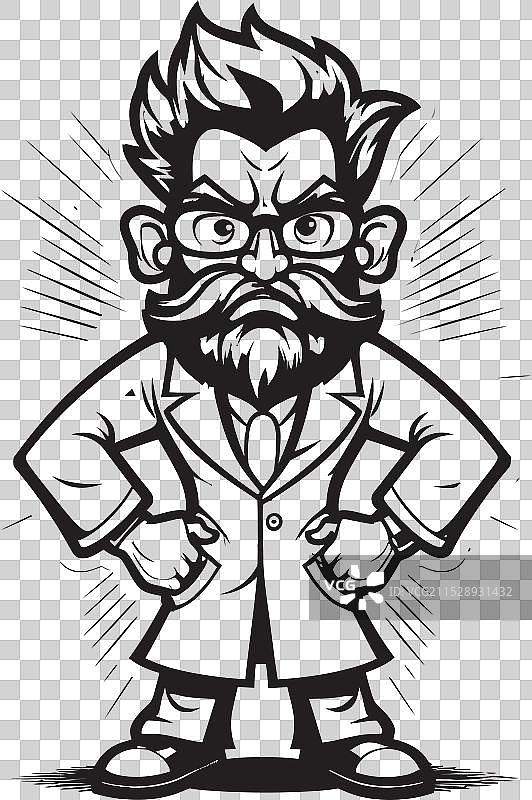 愤怒的医生标志，象征着爆发的才华图片素材