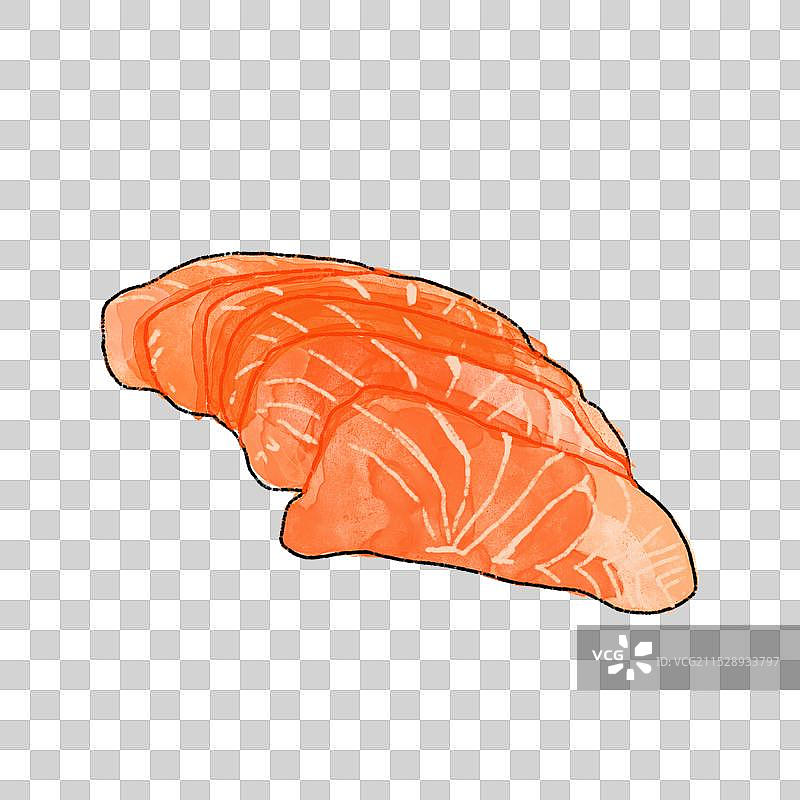 三文鱼刺身片手绘水彩图片素材