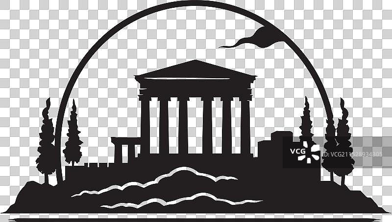 希腊建筑的过去回响与致敬图片素材