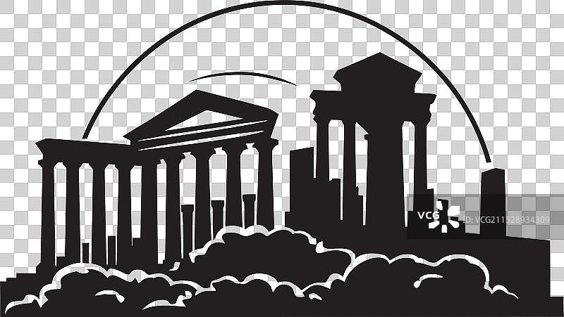 希腊建筑奇迹的图标致敬图片素材