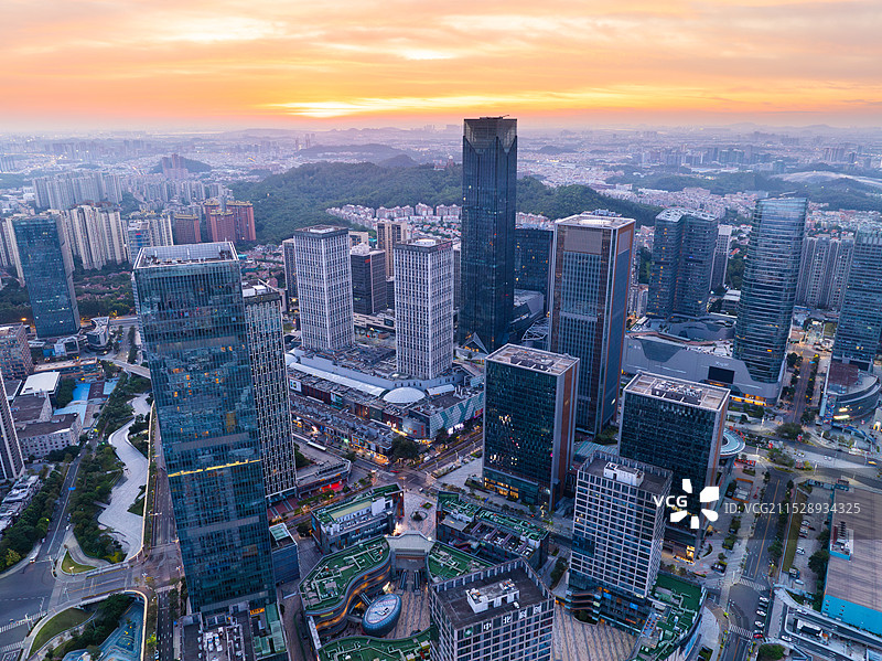 广州市番禺区万博商务区CBD、南村万博、万博CBD、长隆万博商务区日出航拍图片素材
