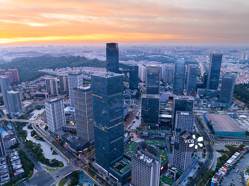 广州市番禺区万博商务区CBD、南村万博、万博CBD、长隆万博商务区日出航拍图片素材