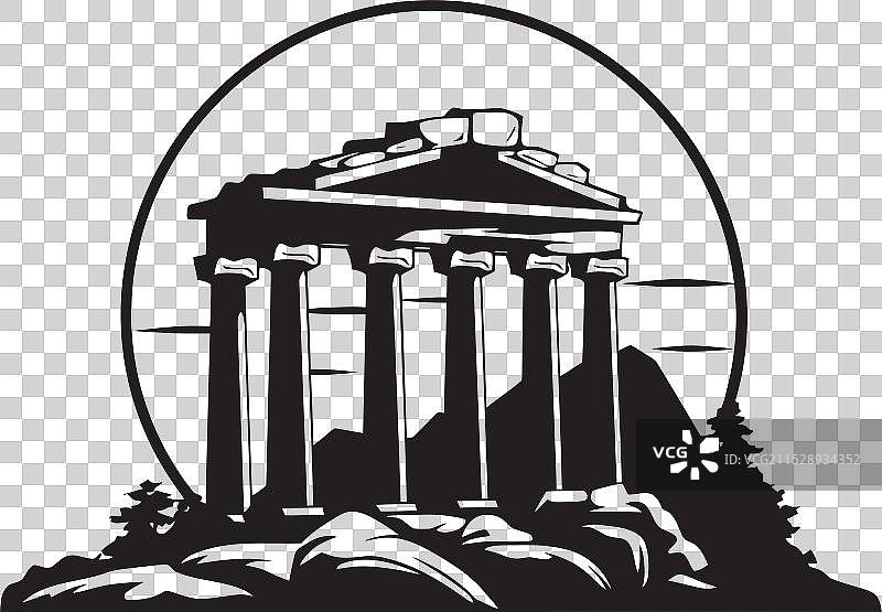 希腊建筑图标设计中的传奇元素图片素材