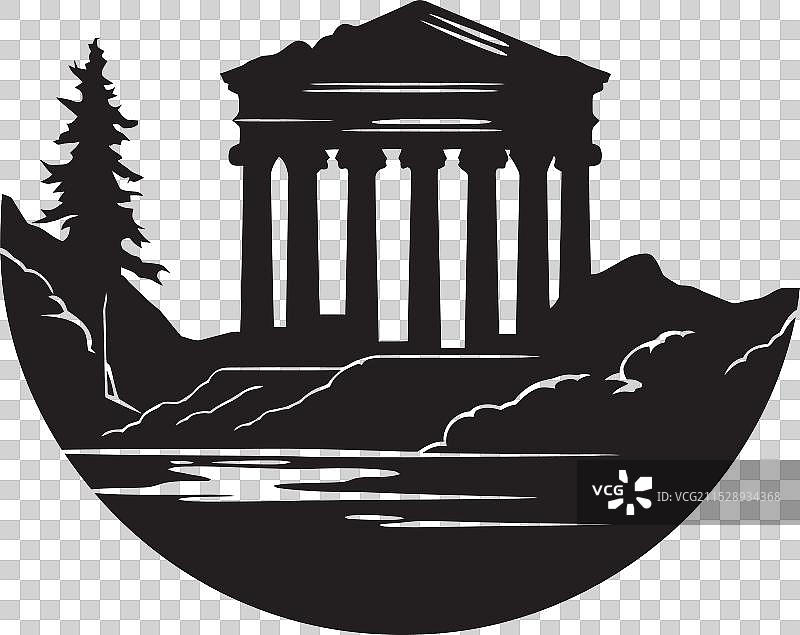 古希腊建筑奇迹的图标图片素材