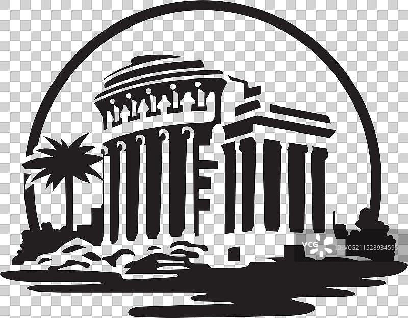 古希腊建筑奇迹的图标图片素材