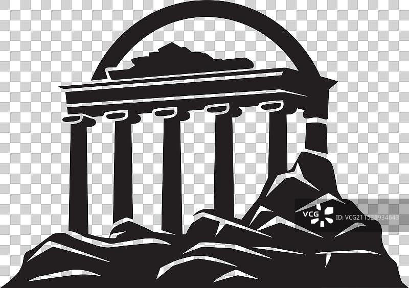 希腊建筑奇迹遗产的描绘图片素材