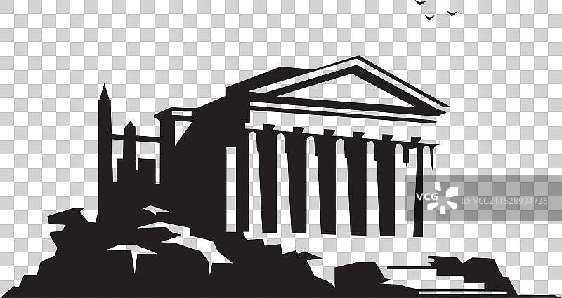 希腊建筑标志，捕捉永恒之美图片素材