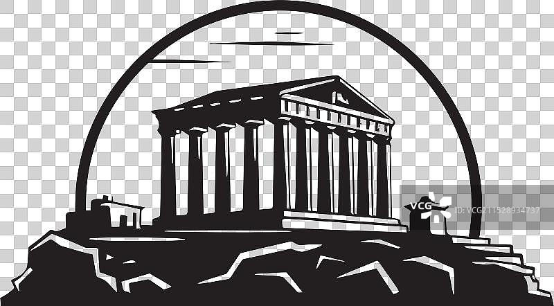 希腊建筑标志的永恒设计图片素材