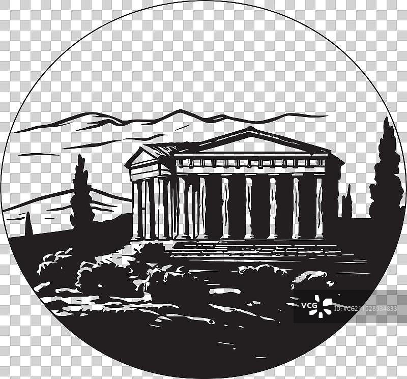 古希腊建筑奇迹的图标图片素材