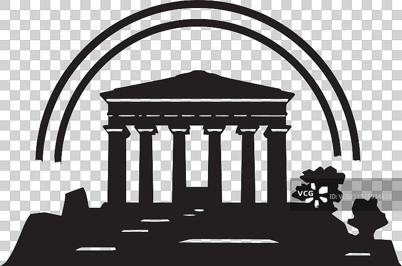 希腊建筑珍品的标志设计图片素材