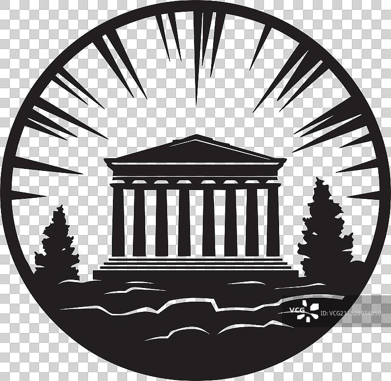 希腊建筑图标在视觉遗产中的体现图片素材