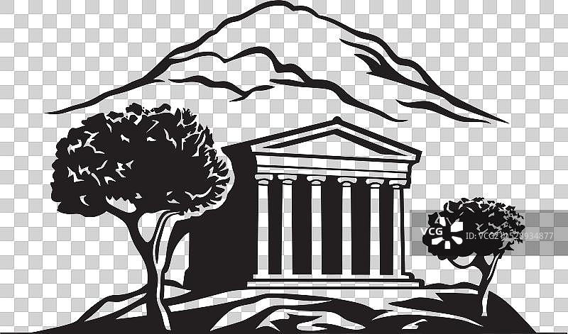 尊重希腊建筑遗产的标志图片素材