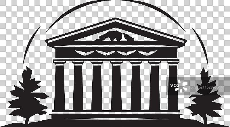 希腊建筑遗产标志描绘图片素材