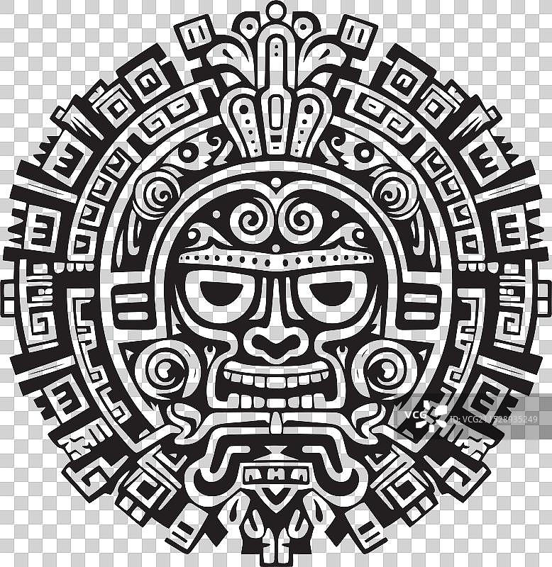 复古阿兹特克图案标志设计图片素材